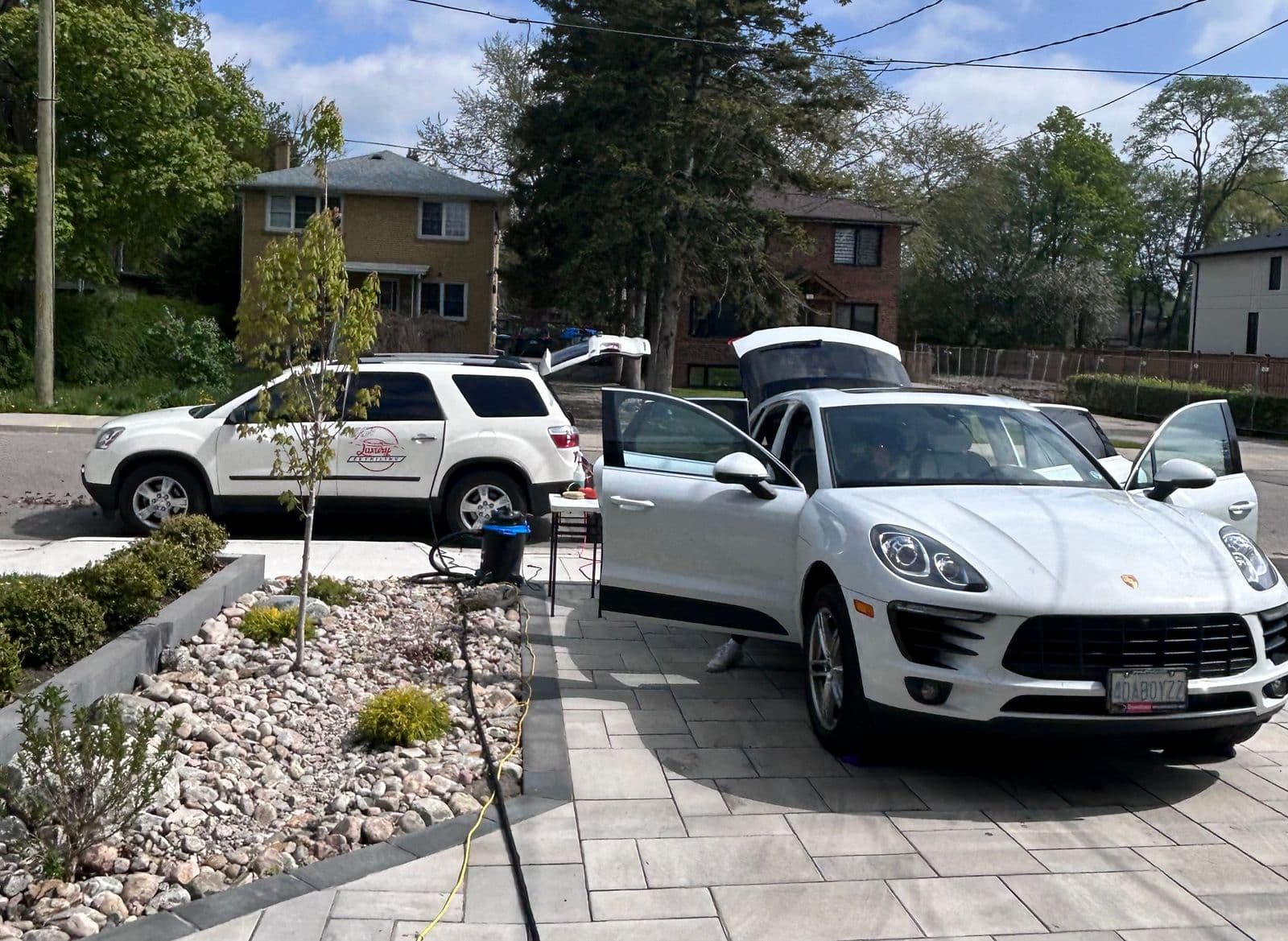 GTA Luxury Detailing mobile setup with Porsche on driveway